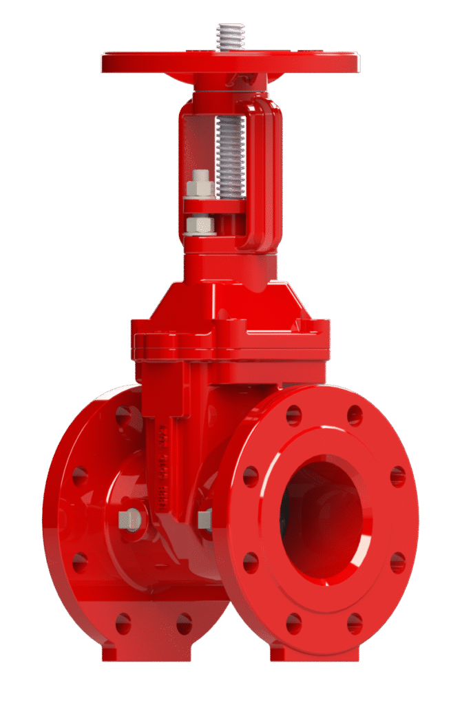 OS&Y rising stem resilient gate valve model 203 with flanged ends, ductile iron body, and EPDM encapsulated wedge for dependable shutoff in fire protection systems - Century Valves & Hydrants
