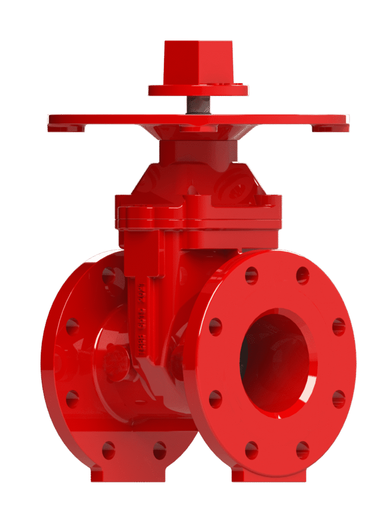 Resilient seat non-rising stem post indicator gate valve model 201 PIV with flanged ends, ductile iron body, and EPDM wedge for reliable underground installation in fire protection systems - Century Valves & Hydrants