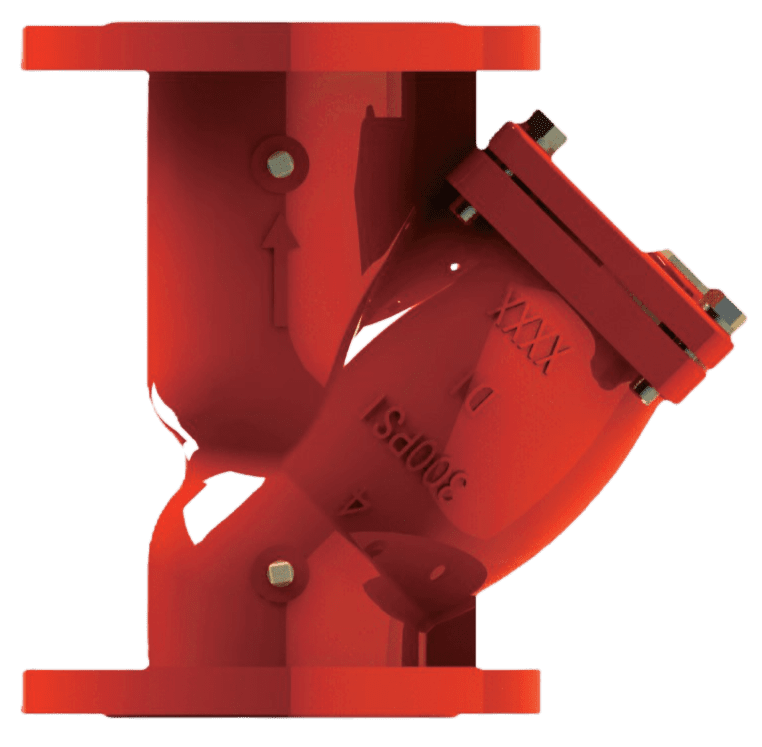 Y strainer model 380 FF with flanged ends, ductile iron body, and stainless steel screen for efficient debris removal in water and fire protection pipelines - Century Valves