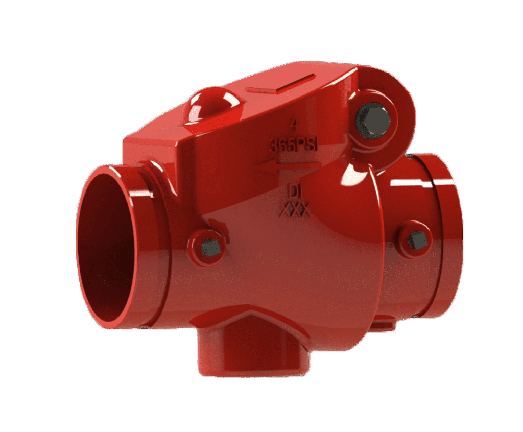 Swing check valve model 870 GG with grooved ends, ductile iron body, and EPDM seat for reliable backflow prevention in fire protection and water supply systems - Century Valves & Hydrants
