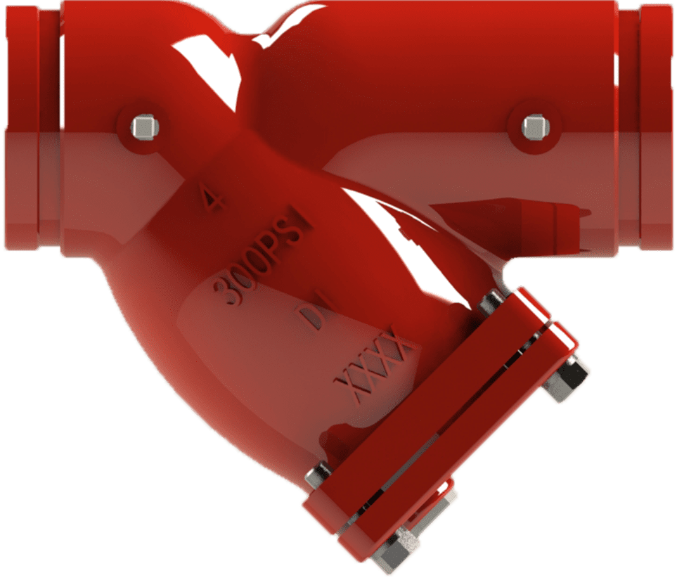 Y strainer model 380 GG with grooved ends, ductile iron body, and stainless steel screen for efficient debris filtration in pipeline systems - Century Valves & Hydrants